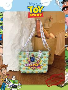 1 Pc Disney Officially Licensed Toy Story Aliens/Buzz Lightyear/Jessie Print Tote Bag,Adjustable Shoulder Strap Crossbody Bag,Lightweight Handbag,For Women/Girls/Youngster/Fans,Iadies For Daily/Shopping/Going Out/School/Travel - Multicolor - View 8