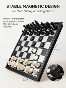 2-In-1 Magnetic Chess And Checkers Set - Portable Chess Set Folding Board Game - View 5