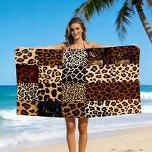 1pc Classic Leopard Print Full Pattern Beach Towel, Sand-Resistant Quick-Dry Absorbent Microfiber Pool Towel, Animal Print Lightweight Summer Travel Swimming Beach Accessory - I - View 11