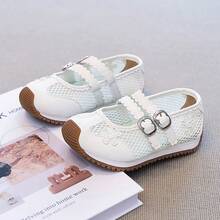 Sepatu Anak-Anak Berbahan Jala Bernapas Warna Putih, Sandal Selop Gaya Putri untuk Balita - Krem - View 3