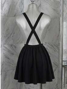 BASIC CIRCULAR SKIRT WITH STRETCH STRAPS - Black - View 4
