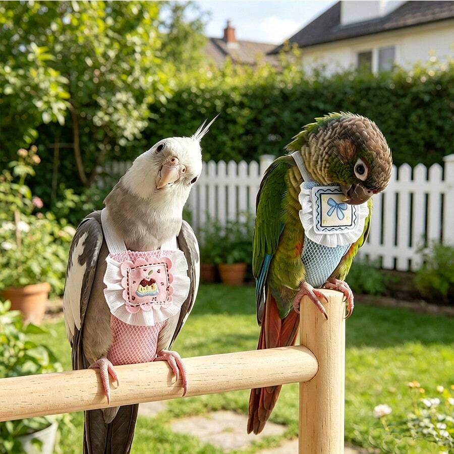 1set Bird Harness Flight Suit, Reusable Parrot Diaper, Washable, Lace Breathable Diaper, Suitable For Cockatiels, Conures, Budgies, Long-Tailed Parrots, Etc. - Multicolor - View 1