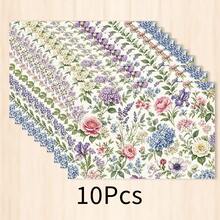 1pc Floral Pattern Linen Placemat, Breakfast Mat, Coffee Mat, Cup Coaster, Bowl & Plate Mat, Kitchen Accessory, Easy To Clean, Suitable For Home, Restaurant, Restaurant Decor, Holiday Gift, Gift For Friends, Multi-Piece Set - Multicolor - View 16