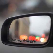 Autocollant plat 2D pour voiture << I Love You, Drive Safely » - Autocollant mignon pour femme, motif cœur noir et rouge, autocollant en vinyle auto-adhésif, convient au rétroviseur, idéal pour la sécurité en voiture. - A - Voir 5