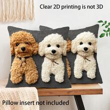 2pcs Poodle Teddy Dog Pillow Cover, Cute Puppy Print, Single-Sided Clear 2D Printing Is Not 3D Cushion Case, 45x45cm (18x18 Inch), Zipper Closure, Machine Washable, For Living Room Bedroom Home Decor (Pillow Insert Not Included) - Multicolor - View 3
