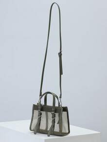 New Arrival Mesh Handbag Hollow Design Crossbody Bag Mesh Splicing Holiday Bag Casual Shoulder Bag Beach Bag Wallet - Olive Green - View 5
