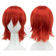Pelucas sintéticas Unisex de 12 pulgadas, pelo corto para Cosplay, pelucas para con flequillo, rosa, Rubio, naranja, disfraz de Halloween, peluca Q2OF - Lino de ceniza - Ver 7