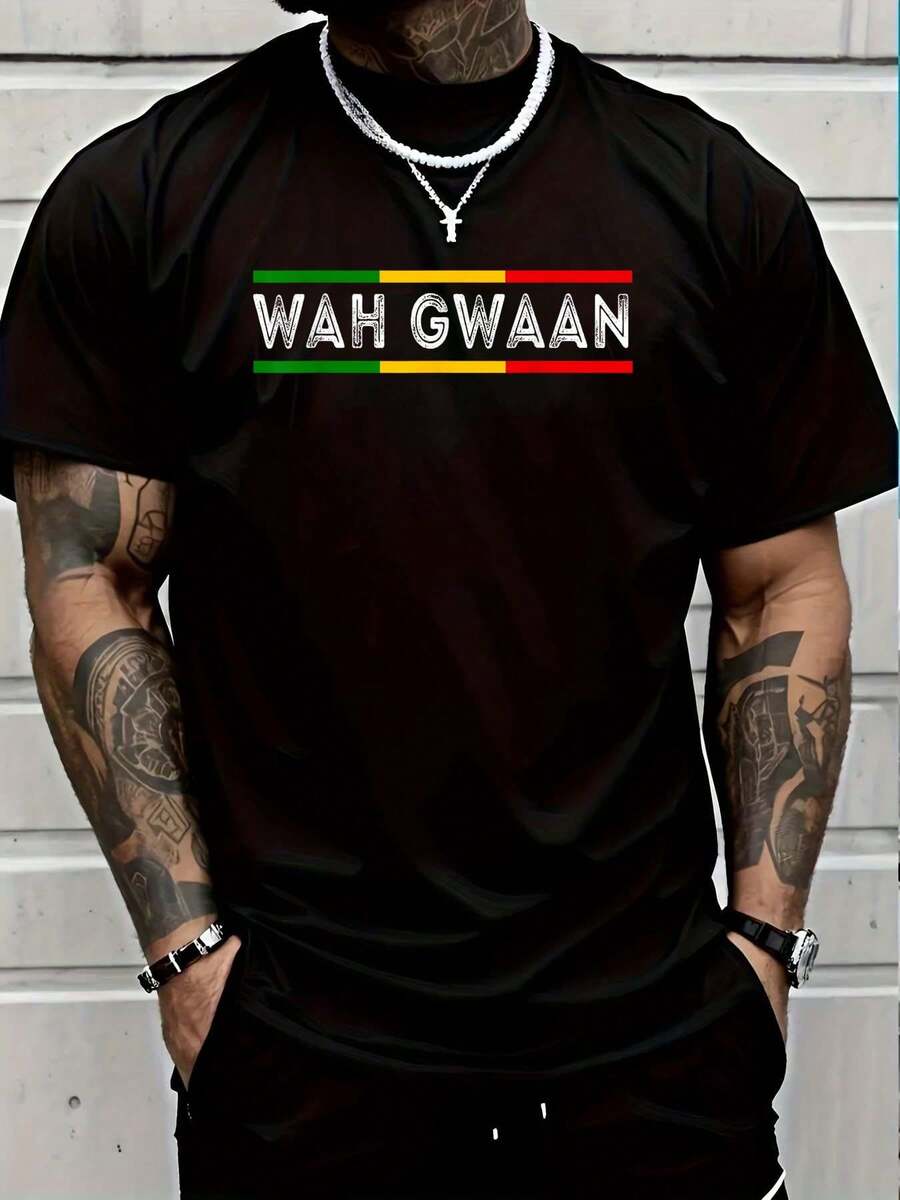 100% Cotton Wah Gwaan Jamaica Flag Jamaican Pride Reggae Vacation TShirt T-Shirt Women's Men Graphic Tee - Đen 15 - Xem 1