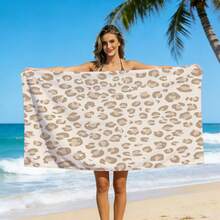 1pc Classic Leopard Print Full Pattern Beach Towel, Sand-Proof Quick-Dry Absorbent Microfiber Pool Towel, Animal Print Lightweight Summer Travel Swimming Beach Accessory - K - View 1