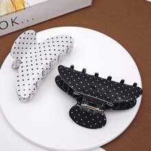 2pcs Black And White Polka Dot Plastic Hair Claw Clips, Size 3.62 Inches / 9.2 Cm; Versatile And Fashionable, Simple And Elegant, Solid Color Hair Clips. Summer Hair Accessories - Multicolor - View 5
