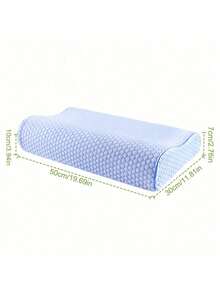 1pc Adjustable Cooling Memory Foam Pillow - Ergonomic Design, Odorless, Removable Washable Cover, Suitable For Side, Back And Stomach Sleepers, Comfortable Neck And Shoulder Support, Machine Washable - Blue - View 7