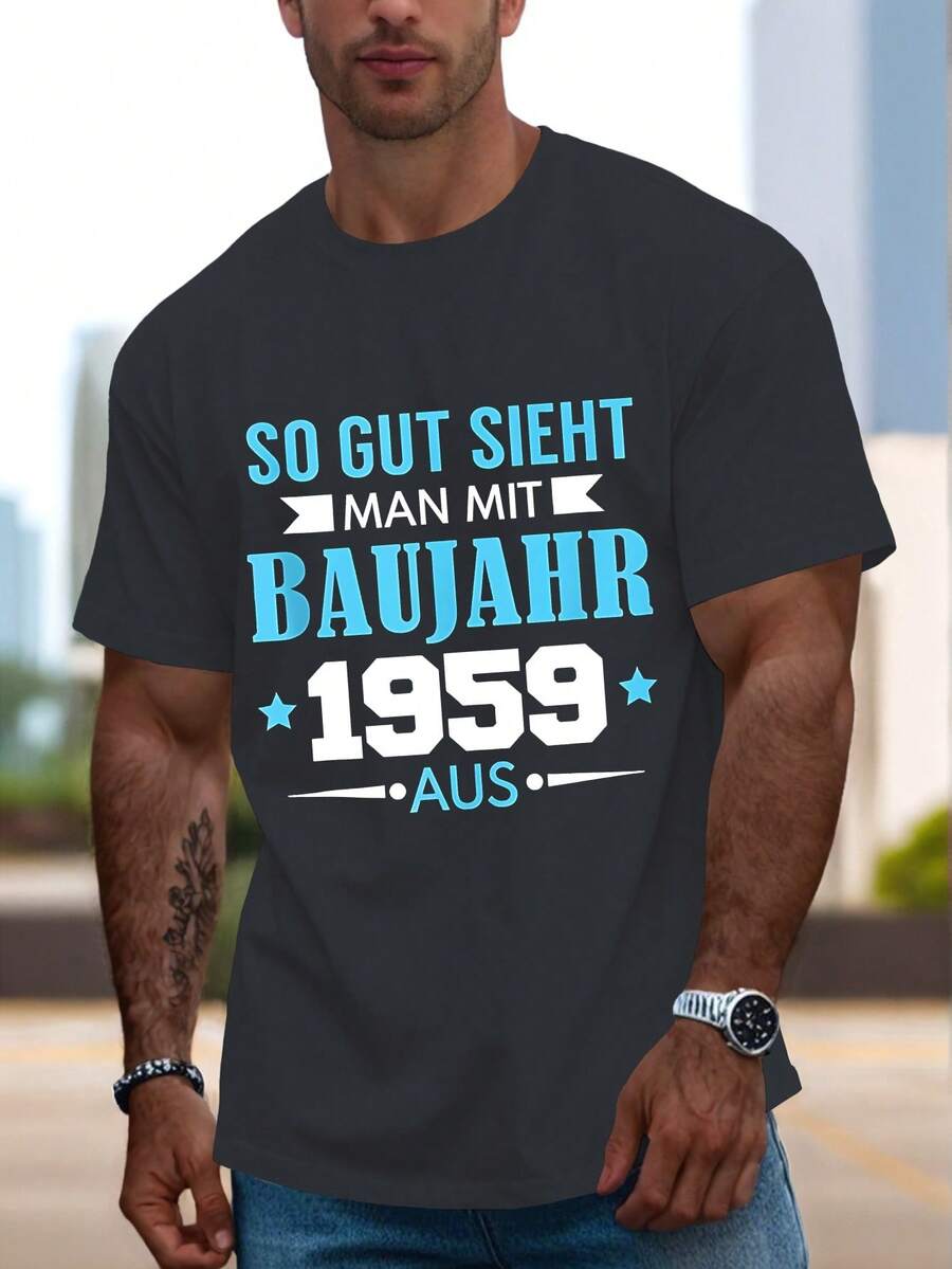 Lustiges Herren--Shirt mit deutschen Sätzen - Kurzarm-Oberteil mit deutschen Humor-Witzen, lässiges Sommer-Shirt für Sprachlerner und Fans der deutschen Kultur, maschinenwaschbares Rundhals--Shirt - Weiss - Übersicht 1