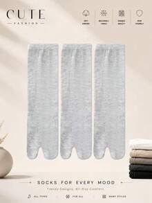 1/3 Pairs Japanese Style Split Toe Socks For Men, All Season Thin Breathable Toe Socks, Black, Unisex - Multicolor - View 27