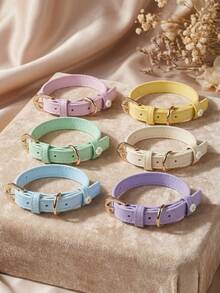 1pc Exquisite Handmade Dog Collar, Made Of Comfortable Microfiber Leather, Non-Choking Dog Supplies, Multi-Size Adjustable Neck Circumference, Sturdy Metal Buckle, Cute Pet Fashion Accessory For Cats And Dogs - Multicolor - View 6