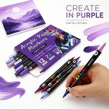 1pc 24/48/72/96/120/168/192/240 Colors Dual-Tip Dual-Color Marker Pen, Acrylic Paint Pen For Glass Painting, Layering Colors, Art Students & Professionals - Multicolor - View 8