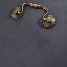 2pcs European Style Minimalist Vintage Ring Pull Drawer Handles, Swing Style Drawer Pulls, Vanity Handles, Cabinet Knobs, Vintage Brass Finish, Center-To-Center Hole Distance - Multicolor - View 2