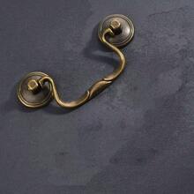 2pcs European Style Minimalist Vintage Ring Pull Drawer Handles, Swing Style Drawer Pulls, Vanity Handles, Cabinet Knobs, Vintage Brass Finish, Center-To-Center Hole Distance - Multicolor - View 3