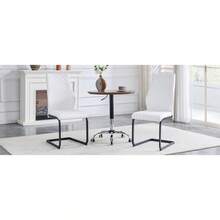 [Set Of 2] Dining Chairs With Diamond Pattern / Set Of 2 Modern Dining Chairs / High Backrest + Comfortable Seat Cushion / Non-Slip And Durable Metal Frame / Suitable For Dining Room, Living Room And Kitchen - 白色+黑色 - 查看 9