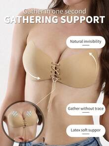 2pcs/Set Women's Strapless Invisible Bra, Lift And Plump, Backless Design, Adjustable Drawstring, Summer Lingerie Suitable For Various Occasions - Multicolor - View 1