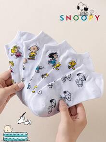 10/5/1 Paar Snoopy Herren Kurzsocken, Welpenmuster Niedrige Socken, Schweißabsorbierend Lässig Vielseitig Mode Sport Socken, Cartoon - Verschiedenfarbig - Übersicht 11