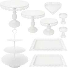 Cake Stand Set For Birthday Party Wedding Anniversary  Shower Engagement: Metal Dert Display Tower With 9 Tiers In White Versatile Candy Fruit Cupcake And Cake Serving Tray - White - View 1
