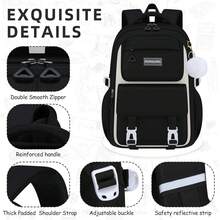 3pcs Girls Fashion Backpack, Portable Small Bag And Handbag Set, Lightweight With Adjustable Shoulder Strap, Multi-Compartment Large Capacity Backpack, Double Zipper Closure, Fade-Resistant, Wipe Clean - Suitable For School, Travel And Daily Use - Sets - View 5