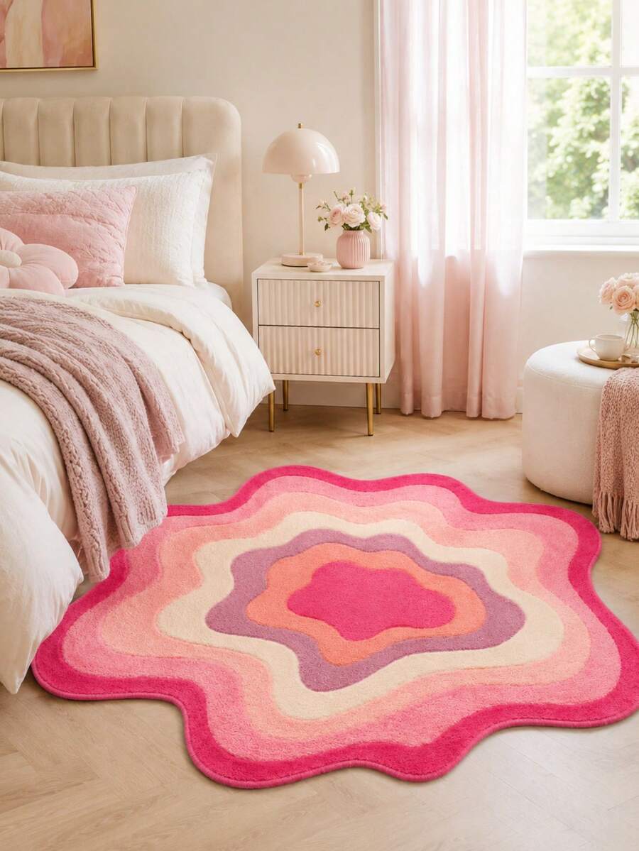 1pc High Quality Velvet Area Rug - Colorful Cloud Dopamine Geometric Pattern, Vibrant Rainbow Colors, Large Size Up To 23.2 Sq Ft, Hand Wash Only, Modern Art Home Decor, Suitable For Living Room And Bedroom