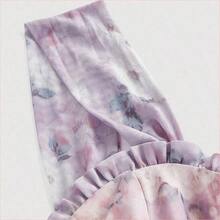 WNS  MOD Vestido con estampado floral, plisado y dobladillo asimétrico con abertura, vestidos en tonos pastel para mujer - Rosa - Ver 5