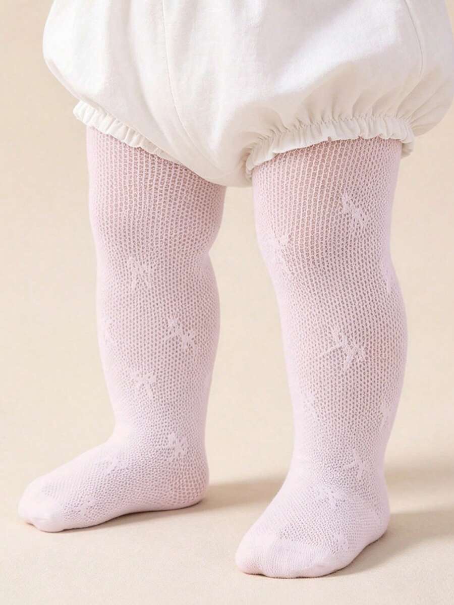 1pc Toddler Girls Pink Butterfly Jacquard Mesh Leggings, Suitable For Girls Everyday Wear In Summer - Baby Pink - View 1