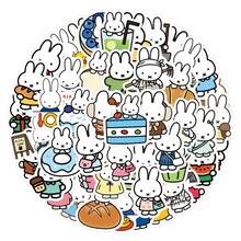 MIFFY 100張兔子防水貼紙，可愛兔子角色與日常場景混搭，乙烯基材質可直接黏貼，適合裝飾吉他、手機等 - 彩色 - 查看 1