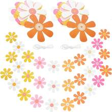 20pcs Bohemian Daisy Paper Garland - Colorful 60s & 70s Hippie Party Banner For Birthdays, Weddings, Youngsters Showers, And More - Vibrant Pink, Yellow, Blue, Orange, Purple, White Flowers With Green Stems - Perfect For Room Or Garden Decor, Daisy Party Decorations - 20pcs - View 1