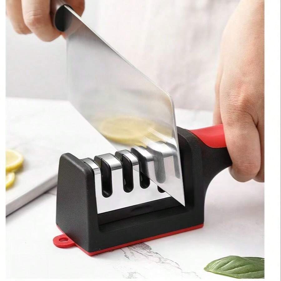 4-In-1 Household Knife Sharpener, Sharpening Rod, 3-Stage Quick Knife Sharpener, Blade Opener - Multicolor - View 1