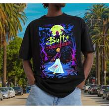 T-shirt vintage Buffy contre les vampires << Les Démons et les Gentlemen », T-shirt Buffy des années 90 (film/série TV), Sunnydale Razorback, Darkness Dangerous Women - Noir - Voir 1