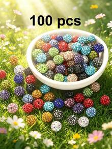 50/100pcs 10mm Shiny Disco Ball Beads - Reflective Multicolor Plastic Beads, Suitable For Jewelry Making, DIY Crafts, Necklace And Earring Accessories, Jewelry Making Beads, Earring Components, Handmade Beads - Multicolor - View 20