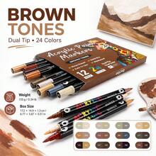 1pc 24/48/72/96/120/168/192/240 Colors Dual-Tip Dual-Color Marker Pen, Acrylic Paint Pen For Glass Painting, Layering Colors, Art Students & Professionals - Multicolor - View 23