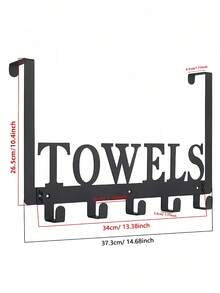 Steel Over-The-Door Hook, Bathroom Towel Rack, Heavy Duty Metal Multi-Functional Towel Rack Towel Holder Door Hanging Towel Rack, Towel Hook, Metal Sandblasted Finish Wall Mounted Door Hanging Soft Home Decor Bathroom Decor Bathroom Accessories - Multicolor - View 5