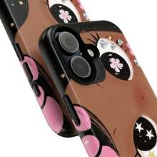 Capa de Telefone Resistente com Estilo de Arte Retrô, Colagem de Menina de Olhos Grandes e Sonhadores em Camadas Duplas, Compatível com iPhone 17, 16, 15, 14, 13, 12, 11 Pro Max - Multicolorido - Visão 2