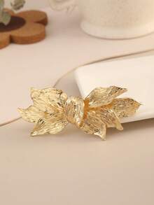 1pc Metal Exaggerated Large Leaf Spring Clip, Minimalist Versatile Ponytail Claw Clip For Women,Hair Barrettes - Multicolor - View 4