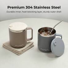 Double Layer Insulated Milk Coffee Mug With Sliding Lid Portable Sealed 304 Stainless Steel Thermal Cup For Cold And Hot Drinks - Multicolor - View 9
