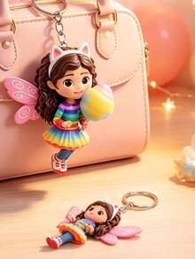 MASSDI Acrylic Keychain, 2D Flat Rainbow Fairy Gabby Pattern Bag Accessory, Keychain Accessory, Suitable For Keys, Backpacks, Wallets And Suitcases, Perfect For Fans, Birthday Gifts, Party Favors And Themed Events - Fairy - View 3