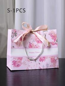 5PCS Rose Flower Series Pink Handheld Gift Bags, Holiday Birthday Gift Bags, Universal Ribbon Gift Packaging Bags - Multicolor - View 20
