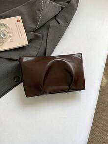 New Spring/Summer Fashion Solid Color Clutch, Pleated Cloud Bag, Casual Envelope Bag, Cosmetic Bag, Travel Accessory Bag, Inner Liner Bag, Toiletry Bag, Storage Pouch - Coffee - View 6