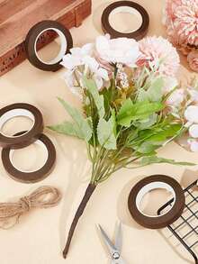 1/3 Roll Brown Floral Tape, Suitable For Bouquet Packaging, Green Paper Tape, Suitable For Artificial Flowers And Plant Stems, DIY Crafts And Decoration, Colored Floral Stem Tape, Adhesive Tape, Non-Magnetic - Brown - View 5