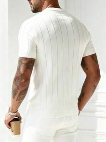 GRDR Men's Summer Ribbed Crew Neck Lightweight Knit Short Sleeve Sweater - White - View 4
