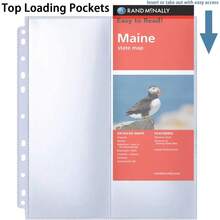 30 Pack 60 Pockets 4.5x11 Folded Map Sleeves, Ultra-Brochure Organizer Pages 3 Ring Binder, Top Loading Map Protector Sleeves - Multicolor - View 6