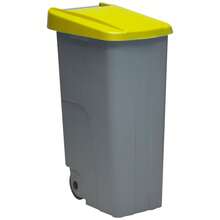 Interior 110L Closed Recycling Bin With Wheels + 120L Trash Bags – Stackable Bin For Waste Management In Professional Environments 42x57x88 Cm. This 110-Liter Bin With A Closed Lid Is Designed For The Collection And Sorting Of Waste In Public And Professional Settings. Its Stackable Design And Wheels Facilitate Movement And Help Organize The Workspace. It Includes 10 Black, 120-Liter Polyethylene Trash Bags (90 Gsm) For Proper Waste Management. Bin Dimensions: 42x57x88 Cm. - B - View 4
