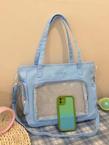 High-Quality Large Capacity Crossbody Bag, Student Messenger Bag For School, Daily Commute Shoulder Tote - Blue - View 3