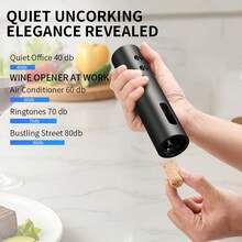 Premium Wine Accessory Gift Set, Including Electric/Manual Bottle Opener And All Necessary Accessories. Rechargeable Portable Version Suitable For Travel, Picnic And Camping, Perfect For Wine Enthusiasts. The Set Also Includes A Cleaning Brush. - Black - View 4