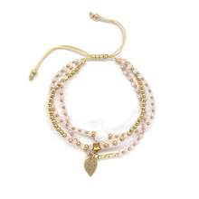 3-Multilayer Bracelet Multi-Color Crystal Seed Bead Adjustable Bracelet Freshwater Pearl Gold Plated Leaf Charm Braided Cord Lucky Boho Jewelry For Women Daily Festival Gift - Multicolor - View 11