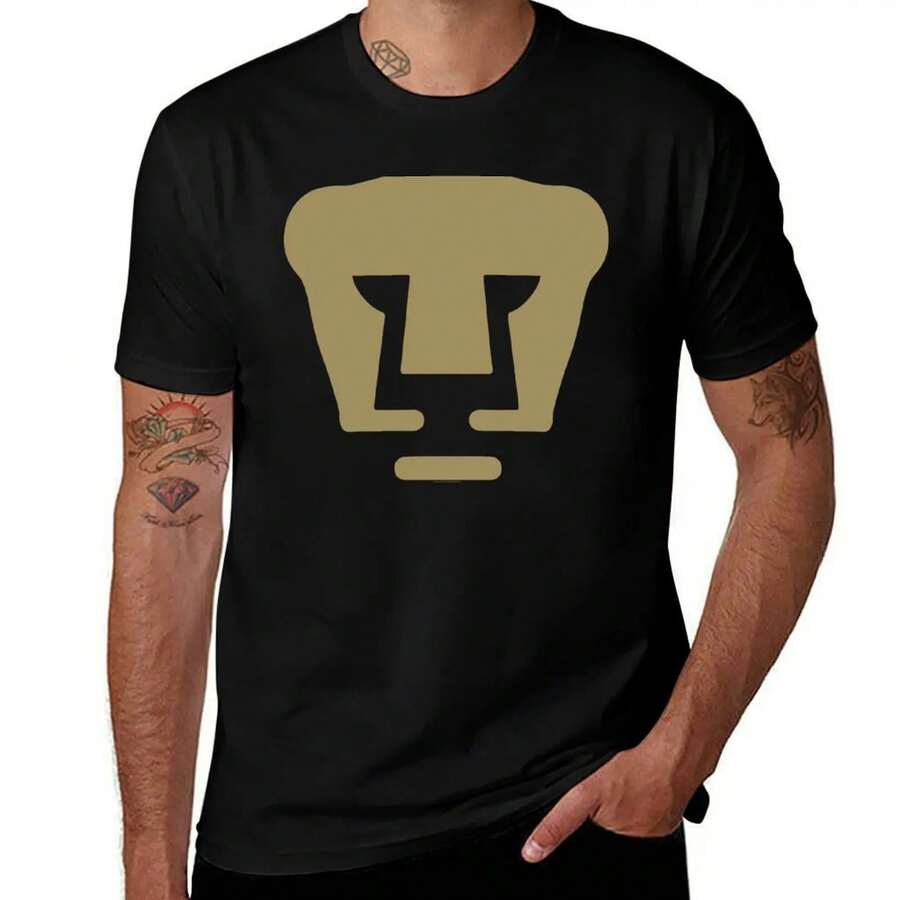 Camiseta PUMAS UNAM para trabajo al aire libre - Estilo vintage urbano, unisex, de algodón, manga corta, cuello redondo, blusas para mujer. blusas.blusas casuales para dama. - Negro - Ver 1